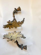 Load image into Gallery viewer, Pair of Gold Wall Sconce Candle Holders