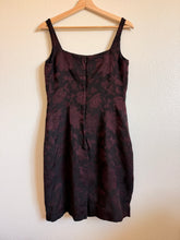 Load image into Gallery viewer, Black and Maroon Jacquard Dress - Size 10