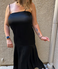 Load image into Gallery viewer, Black Satin Midi Dress - M