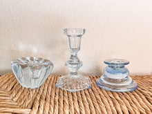 Load image into Gallery viewer, Mismatched Light Blue Candle Holders
