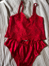 Load image into Gallery viewer, Red Floral Lingerie Set - Size Small