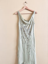 Load image into Gallery viewer, Pale Green Beaded Cowl Neck Dress - Size 12