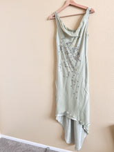 Load image into Gallery viewer, Pale Green Beaded Cowl Neck Dress - Size 12