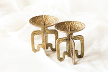 Load image into Gallery viewer, Little Brass Pillar Candle Holders