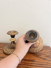 Load image into Gallery viewer, Pair of Intricate Brass Candle Holders