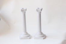 Load image into Gallery viewer, Grey Greek Pillar Candle Holders