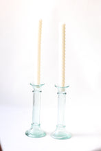 Load image into Gallery viewer, Pair of Aqua Glass Candle Holders