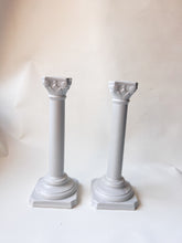 Load image into Gallery viewer, Grey Greek Pillar Candle Holders