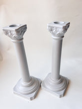 Load image into Gallery viewer, Grey Greek Pillar Candle Holders