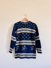 Load image into Gallery viewer, Navy Blue Floral Sweater - Size M