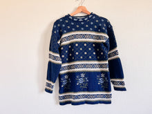 Load image into Gallery viewer, Navy Blue Floral Sweater - Size M