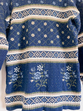 Load image into Gallery viewer, Navy Blue Floral Sweater - Size M