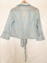 Load image into Gallery viewer, Sheer Blue Floral Button Up - Size S