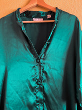 Load image into Gallery viewer, Green Silky Pajama Top - M