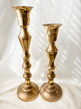 Load image into Gallery viewer, Pair of Giant Brass Candle Holders