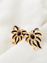 Load image into Gallery viewer, Black and Gold Ribbon Earrings