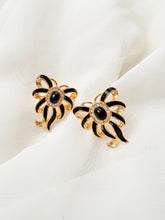 Load image into Gallery viewer, Black and Gold Ribbon Earrings