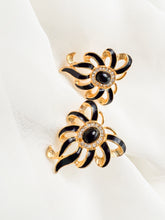 Load image into Gallery viewer, Black and Gold Ribbon Earrings