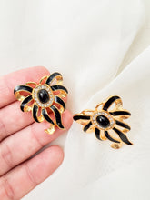 Load image into Gallery viewer, Black and Gold Ribbon Earrings
