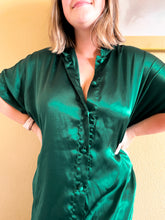 Load image into Gallery viewer, Green Silky Pajama Top - M