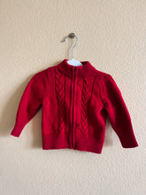 Load image into Gallery viewer, Red Zip Up Baby Cardigan - Size 9M