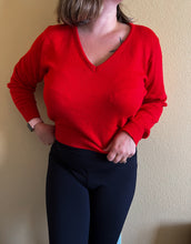 Load image into Gallery viewer, Cropped Red V-Neck Sweater - Size M