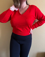 Load image into Gallery viewer, Cropped Red V-Neck Sweater - Size M