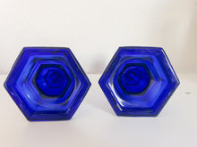 Load image into Gallery viewer, Blue Glass Candle Holders