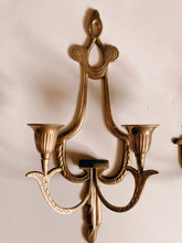 Load image into Gallery viewer, Pair of Gold Wall Sconce Candle Holders