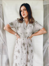 Load image into Gallery viewer, Gray Floral Button Up Maxi - Size Large