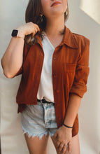 Load image into Gallery viewer, Satiny Rust Red Button Down - Size M