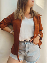 Load image into Gallery viewer, Satiny Rust Red Button Down - Size M