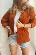 Load image into Gallery viewer, Satiny Rust Red Button Down - Size M