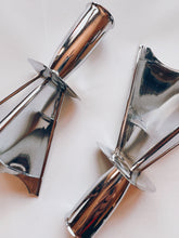 Load image into Gallery viewer, Atomic Silver Candle Holders