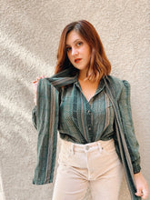 Load image into Gallery viewer, Striped Green Silk Blouse - Size 12