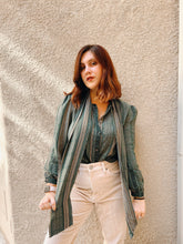 Load image into Gallery viewer, Striped Green Silk Blouse - Size 12