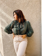 Load image into Gallery viewer, Striped Green Silk Blouse - Size 12