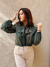 Load image into Gallery viewer, Striped Green Silk Blouse - Size 12