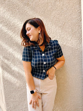 Load image into Gallery viewer, Little Blue Plaid Button Up - Size S