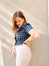 Load image into Gallery viewer, Little Blue Plaid Button Up - Size S