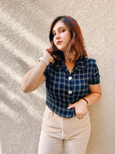 Load image into Gallery viewer, Little Blue Plaid Button Up - Size S