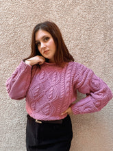 Load image into Gallery viewer, Mauve Cable-Knit Sweater - size M/L