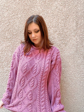 Load image into Gallery viewer, Mauve Cable-Knit Sweater - size M/L