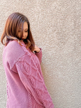 Load image into Gallery viewer, Mauve Cable-Knit Sweater - size M/L