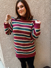 Load image into Gallery viewer, Striped Jewel Toned Sweater - Size S