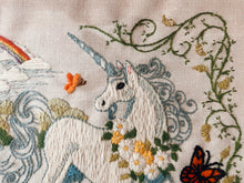 Load image into Gallery viewer, Framed Unicorn Crewel
