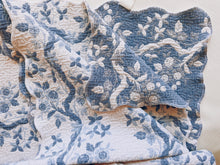 Load image into Gallery viewer, Blue and White Floral Quilt