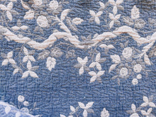 Load image into Gallery viewer, Blue and White Floral Quilt