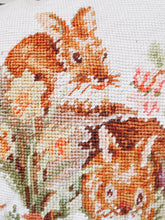 Load image into Gallery viewer, Bunny Cross Stitch Throw Pillow