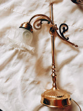 Load image into Gallery viewer, Brass Lamp with Floral Shade